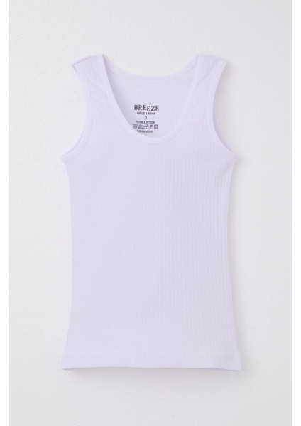 Girls & Boys Erkek Çocuk Atlet Geniş Askılı Fitilli 3-11 Yaş, Beyaz