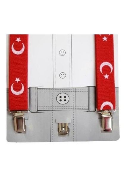 Ay Yıldız Papyon + Pantolon Askısı + Fötr Şapka - 23 Nisan Çocuk Okul Papyon Seti 29 Ekim Set