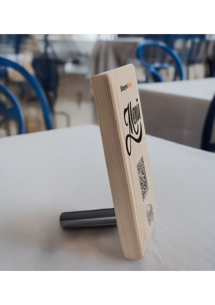 Restoran & Cafe & Barlara Özel Doğal Ahşap Qr Menü Standı – Metal Ayaklı (10 x 15 cm ), Cafe&bar Için Qr Kodlu Tabela, Qr Kodlu Masa Dekoru - 10 Adet-1