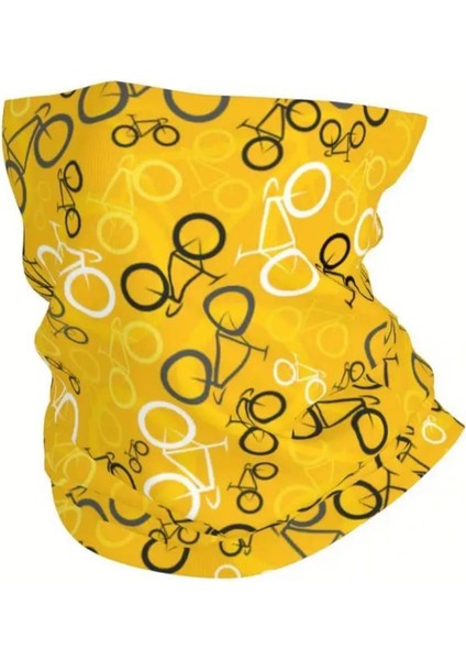 Bagoo Sarı Bisiklet Desenli Çok Fonksiyonlu Buff-Baf- Bandana- Boyunluk- Saç Bandı