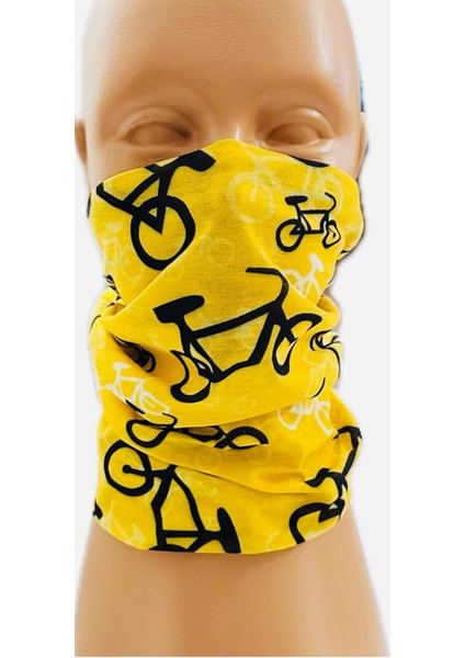 Bagoo Sarı Bisiklet Desenli Çok Fonksiyonlu Buff-Baf- Bandana- Boyunluk- Saç Bandı fiyatları