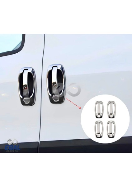 Opel Combo Krom Kapı Kolu+Çerçeve 4 Kapı 8 Parça 2012-2018 Paslanmaz Çelik