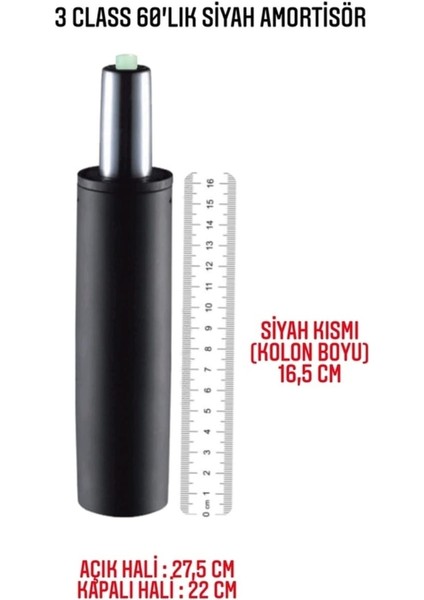 Sandofis 3 Class 60'lık Siyah Amortisör+Ithal Tek Kollu Tilting MEKANİZMA(15 x 25 cm )