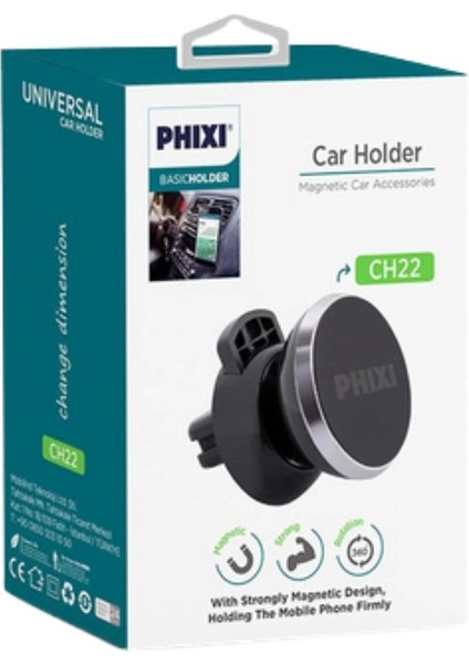 Basic CH22 6x Güçlendirilmiş Mıknatıslı 360° Dönebilen Araç Içi Telefon Tutucu - Güvenli ve Kolay Sürüş