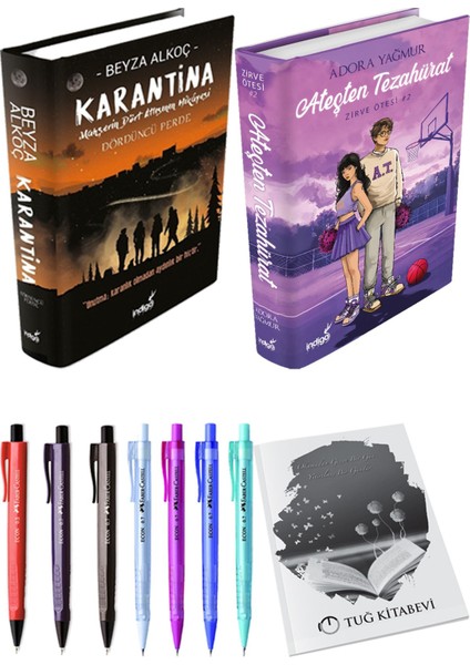 Ateşten Tezahürat Ciltli ve Karantina 4 Ciltli Beyza Alkoç 2li Set + Hediyeli