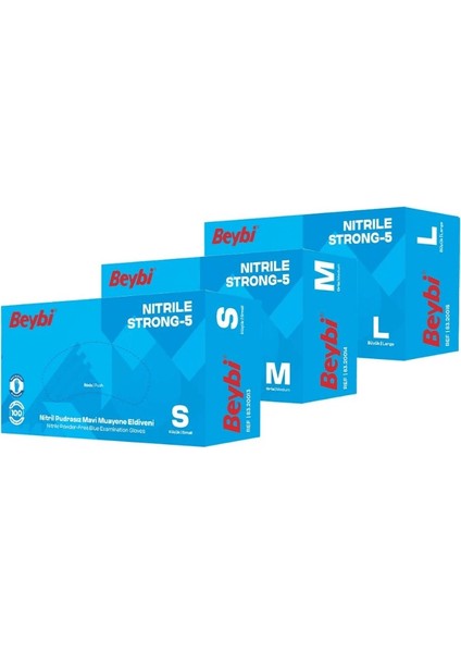 Strong-5 Pudrasız Nitril Muayene Eldiveni (100 Adet/kutu)