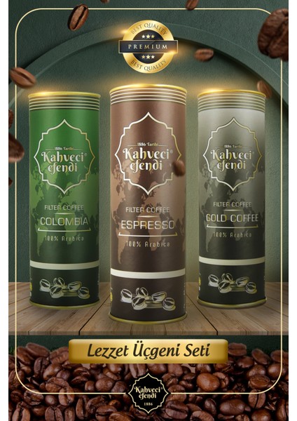 Lezzet Üçgeni Kahve Seti (Colombia , Espresso , Gold)
