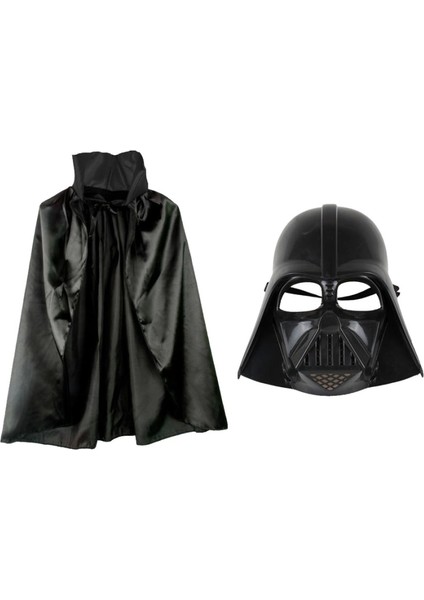 Çocuk Boy Yıldız Savaşları Star Wars Darth Vadet Maskesi ve 90 cm Pelerin Seti Siyah (4887)