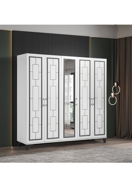 Eva Mdf 5 Kapaklı Dolap Gardırop