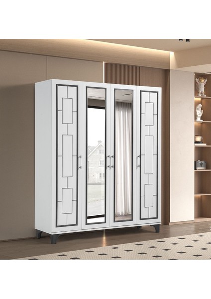 Eva Mdf 4 Kapaklı Dolap Gardırop