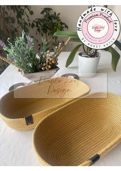 2li Oval Ekmek Sepeti / Organizer / Hasır Jüt Tress Sepet Hediyelik Supla Amerikan Servis Tamamlayıc