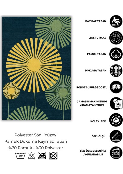 Sarı Yeşil Yapraklı Soyut Desenli Halı Doğa Temalı Halı Dijital Baskılı Dokuma Kaymaz Tabanlı Halı Mutfak Halısı fırsatları