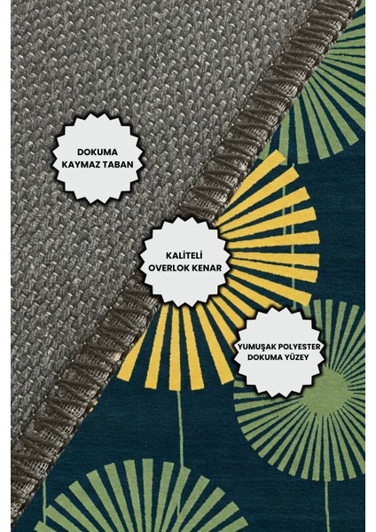 Sarı Yeşil Yapraklı Soyut Desenli Halı Doğa Temalı Halı Dijital Baskılı Dokuma Kaymaz Tabanlı Halı Mutfak Halısı indirimleri