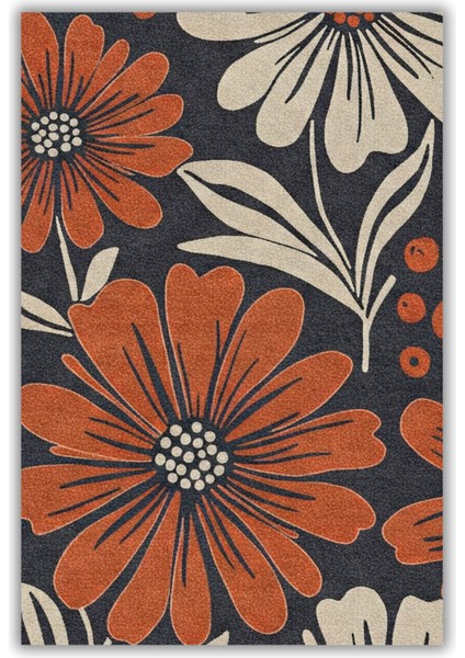 Çiçek Desenli Kahverengi Halı Çicek Figürlü Halı Doğa Temalı Halı Dijital Baskılı Salon Halısı fiyatları