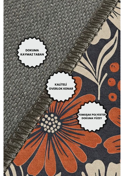 Çiçek Desenli Kahverengi Halı Çicek Figürlü Halı Doğa Temalı Halı Dijital Baskılı Salon Halısı indirimleri