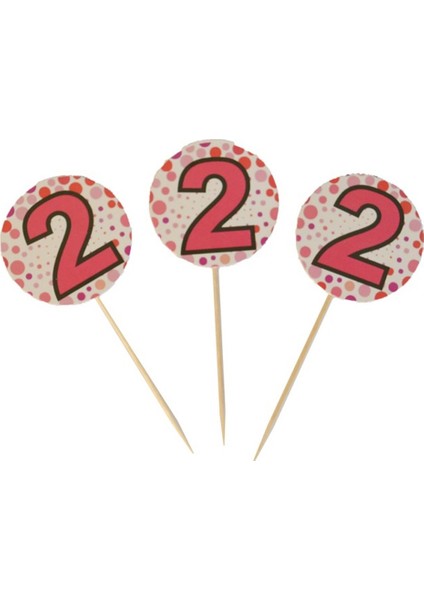 2 Yaş Temalı Pembe Kürdan Pasta Süsü