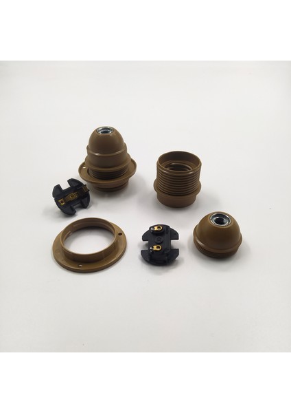 Dekoratif Plastik E-27 Yarım Dişli Rondelalı Duy Gold (2 Adet)