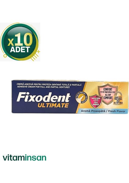 Ultimate Ferah Tat Diş Protezi Yapıştırıcı Krem 40 G 10 Adet