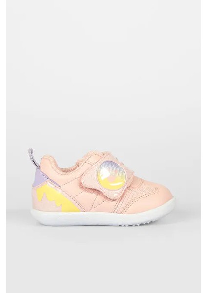 Donut Ortapedik Kauçuk Hafif Taban Cırtlı Bebe Ilk Adım Spor Ayakkabı Pudra