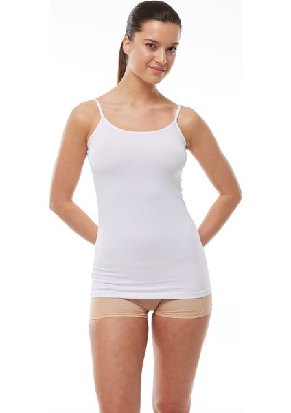 Kadın Beyaz Ayarlanabilir İp Askılı Uzun Modal Atlet 144 fiyatları