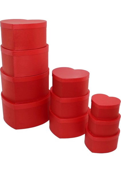 10 Pcs Boy Kırmızı Kalpli Hediye Kutusu (4887)