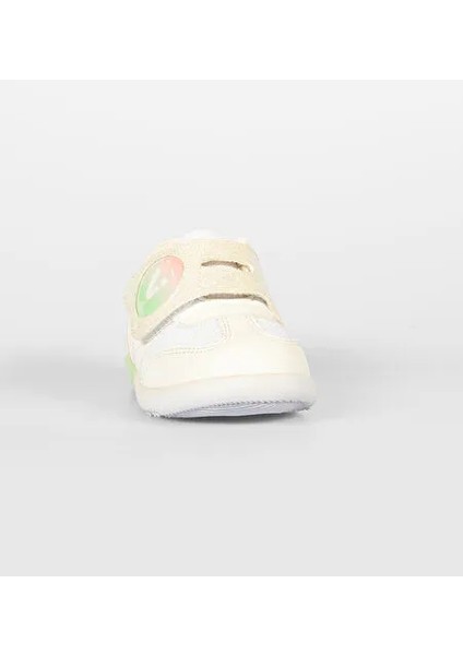 Donut Ortapedik Kauçuk Hafif Taban Cırtlı Bebe Ilk Adım Spor Ayakkabı Beyaz Pudra indirimleri