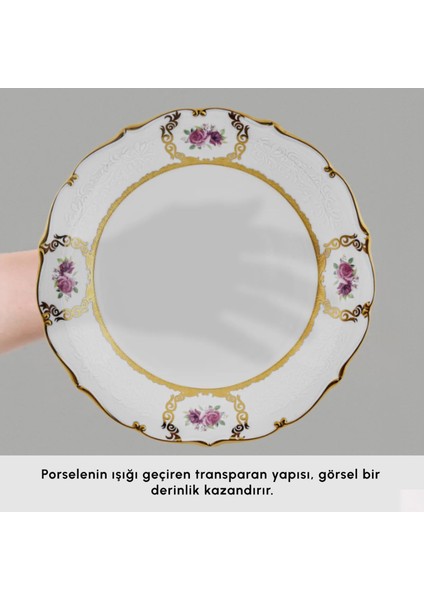 Royal Bone Elizabeth 55 Parça 12 Kişilik Yemek Takımı Gold