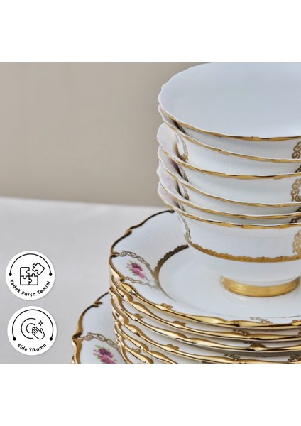 Royal Bone Elizabeth 55 Parça 12 Kişilik Yemek Takımı Gold