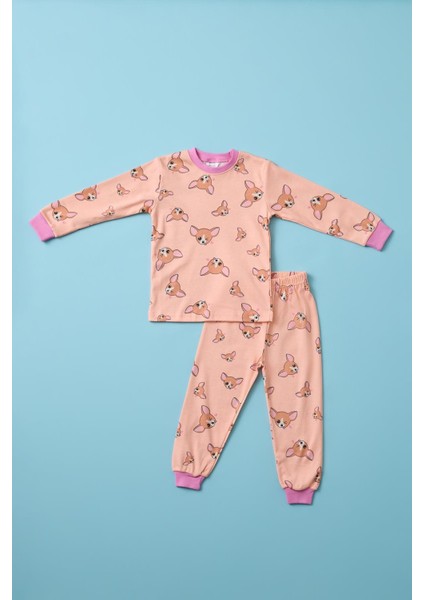Kız Çocuk Köpek Baskılı Pijama Takımı
