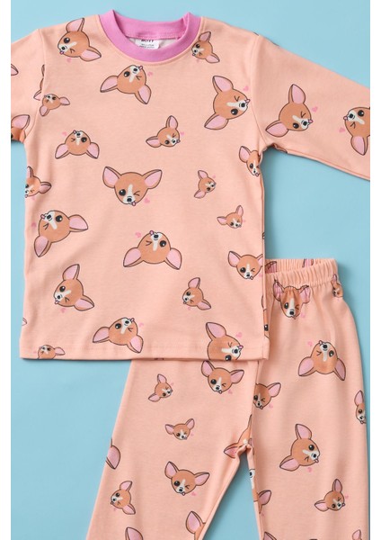 Kız Çocuk Köpek Baskılı Pijama Takımı