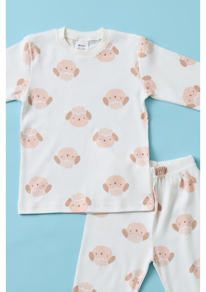 Kız Çocuk Kuzucuk Baskılı Pijama Takımı
