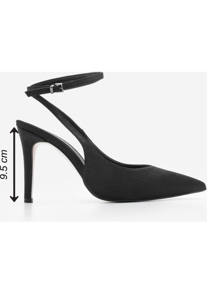 Kadın Stiletto Sivri Burun Bilekten Bağlamalı Arkası Açık Topuklu Ayakkabı Gisan