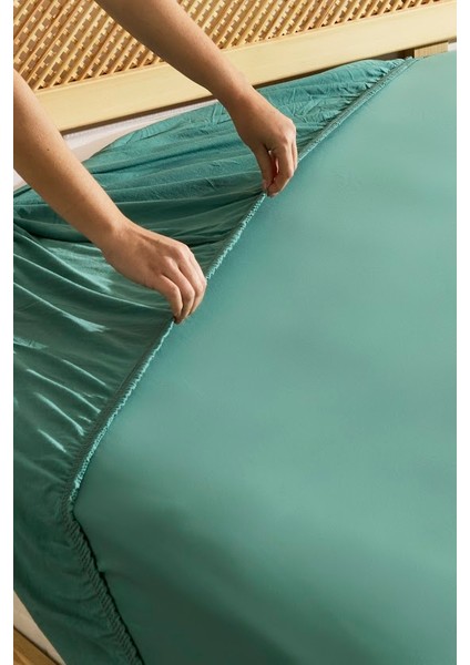 Penye Fitted Çarşaf Tek Kişilik 100 x 200+30 cm Yeşil fiyatları