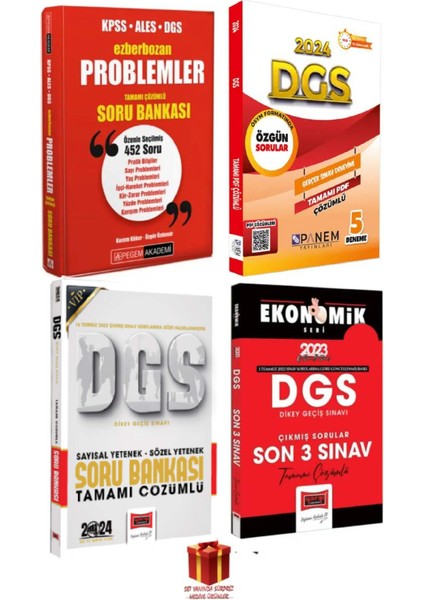 2025 Problemler Soru Bankası + DGS 5 Deneme + Yargı DGS SB + DGS Son 3 Yıl + Hediye