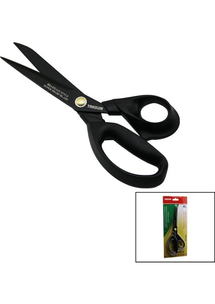 Brezilya Stili Terzi Makası Siyah - Yapışmaz Ergonomik Sap GL-606 91/4 (4887)