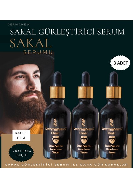 Sakal Gürleştirici Serum - Sakal Losyonu - Sakal Bakım Yağı - Sakal / 3 Adet / 3X50ML