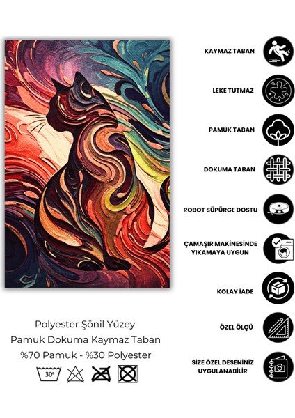 Kedi Desenli Halı Soyut Hayvan Figürlü Halı Renkli Soyut Halı Dijital Baskılı Dokuma Kaymaz Tabanlı Yıkanabilir Halı Salon Halısı fırsatları