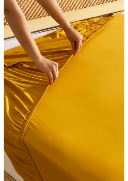 Penye Fitted Çarşaf Tek Kişilik 100 x 200+30 cm Hardal