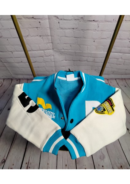 Mavi Nakışlı Boomber Erkek Çocuk Kolej Ceket fiyatları