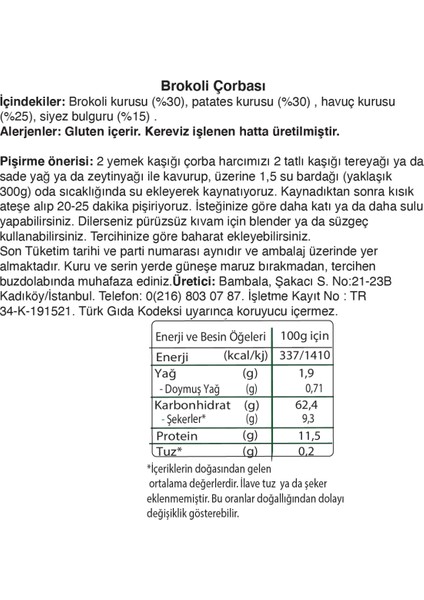 Haftalık 3'lü Çorba Paketi ( 3X50G) kereviz, brokoli, bezelye çorbası