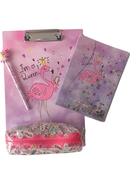 Sekreterlik Defter Kalem Kalemlik 4'lü Kırtasiye Seti - Flamingo Desenli fiyatları