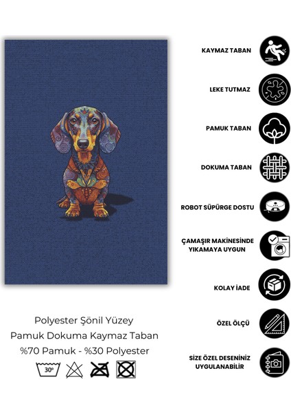 Fantastik Köpek Desenli Halı Hayvan Figürlü Halı Renkli Soyut Halı Dijital Baskılı Dokuma Kaymaz Tabanlı Yıkanabilir Salon Halısı