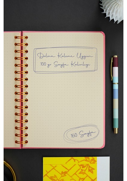 Canvas Sert Kapak Spiralli Defter A5 100GR 160 Sayfa Noktalı Mavi
