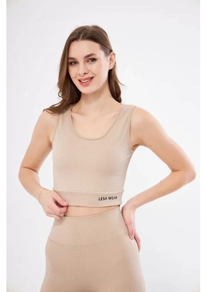 Fitilli Baskılı Crop - Bej fırsatları