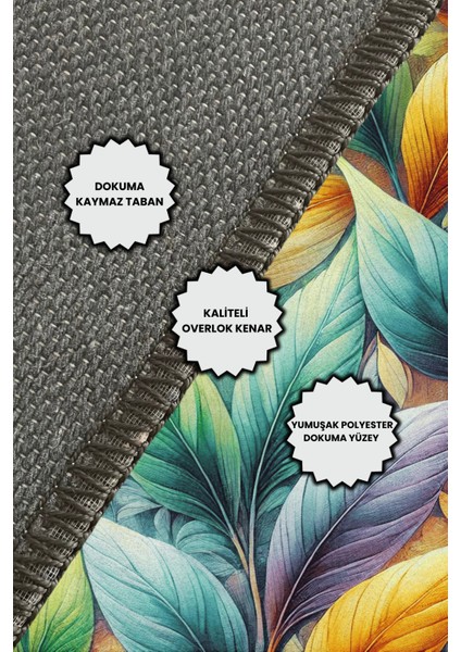 Renkli Yaprak Desenli Halı Doğa Temalı Halı Rengarenk Halı Dijital Baskılı Dokuma Kaymaz Tabanlı Oturma Odası Halısı indirimleri