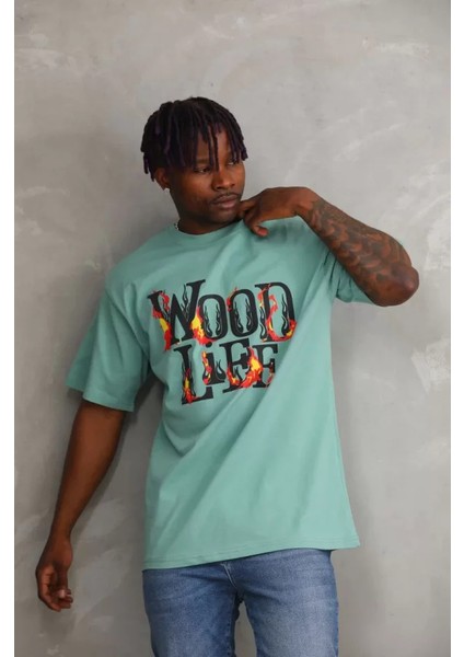 Unisex Baskılı Oversize T-Shirt - Mint Yeşili modelleri