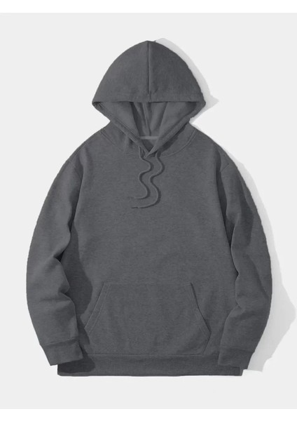 Erkek Düz Kapüşonlu Sweat - Füme fiyatları