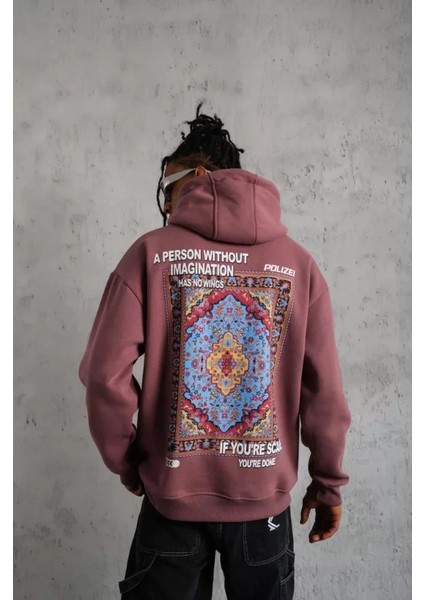 Erkek Kilim Desen Kapüşonlu Sweat - Gül Kurusu fiyatları