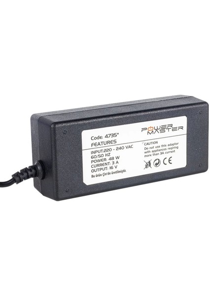 16 Volt - 3 Amper Tos Fişli Rca Santral Adaptörü (4887)