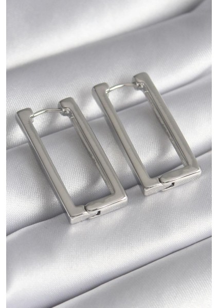 Dikdörtgen Silver Küpe